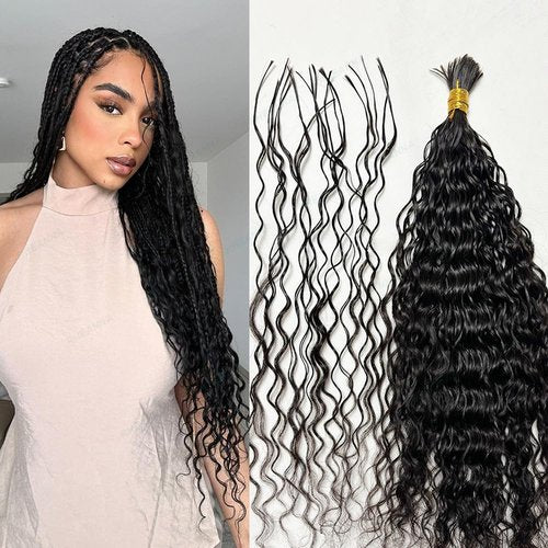 RHEANNA Pre-Divided Curly Bulk Human Hair For Boho Braids Loose Deep Wave Bulk Human Hair For Braiding Double Drawn Extensions (160 Roots)20inch/50g