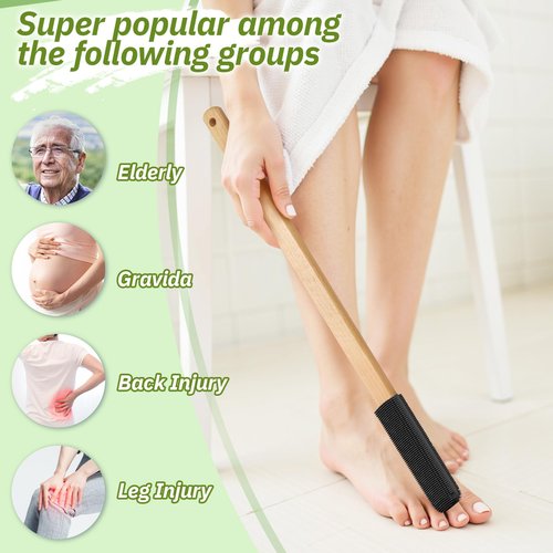 ELFRhino Long Handle Toe Gap Cleaning Brush+Body Shower Brush+Foot Grinder, Silicone Foot Scrubber for Shower, Feet Cleaner Scrub Foot Care for Seniors,Elderly, Men and Women,Black