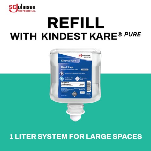 SC Johnson Professional Kindest Kare Advanced Hand Soap Starter Kit with Soap Dispenser and 1L Soap Cartridge for Hospital, Medical and Professional Use