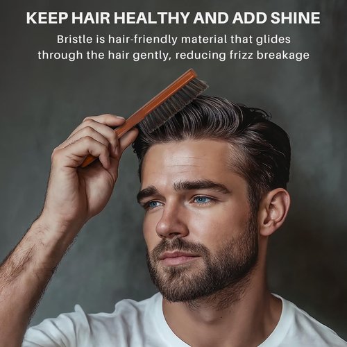 Beard Brush for Men, Ravego 100% Boar Bristle brush for Berad & Short Hair Detangle Add Natural Shine & Texture Exfoliates Skin and Scalp