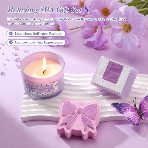 Birthday Gifts for Women Self Care Gifts Get Well Soon Gifts, Valentine's Day Gift Lavender Relaxing Spa Gift Basket Care Package, Gifts Box Thank You Gift for Mom Wife Girlfriend Friends Sisters