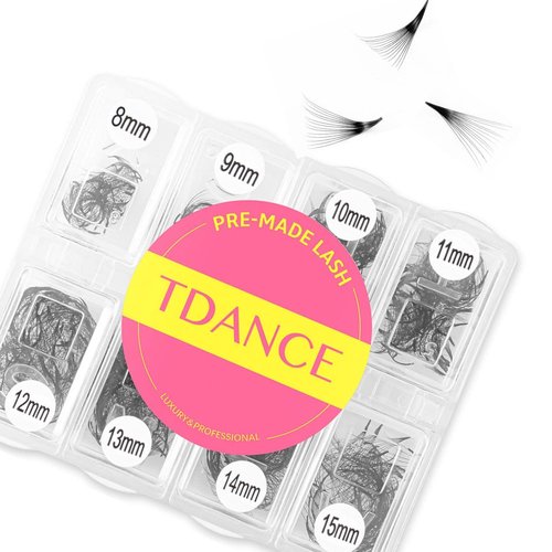 TDANCE 600 Fans Premade Fans Eyelash Extensions Natural & Volume Mixed Length Premade Lash Fans 5D-24D Handmade Promades Eyelash Fans C/D Curl Loose Fans(600-14D-0.03-C-8-15mm)