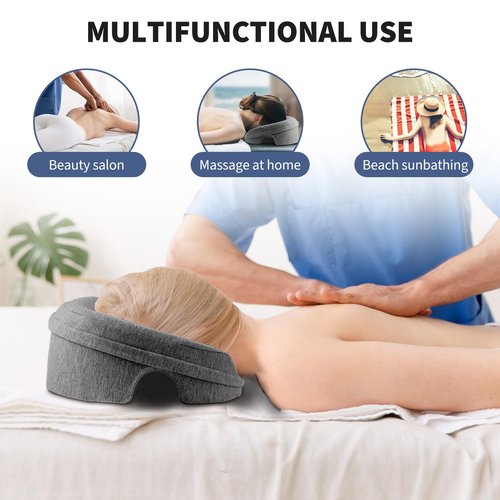 Face Down Pillow Massage Headrest for Bed, Stomach Sleeping Pillow, BBL Pillow After Surgery Post Eye Surgery Recovery & Vitrectomy Recovery for Massage Tables, Piercing Pillows Removable Cover Black