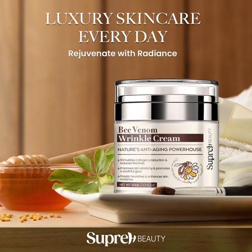 SupreH Bee Venom Cream Wrinkle Filler: Instant Face Lift Cream and Eye Tightener Cream with Hyaluronic acid Niacinamide for women and men 50 ML
