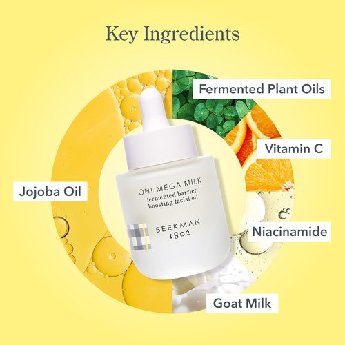 Beekman 1802 Oh! Mega Milky Oil Facial Oil - Radiance & Barrier Support with Niacinamide & Vitamin C | 1 fl oz & 0.5 fl oz Bottles