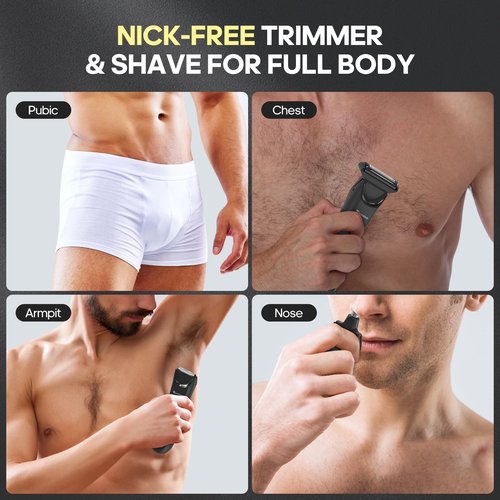 TEENOVA Electric Body Hair Trimmer Shaver - 3 in 1 Pubic Trimmer for Men - Bikini Trimmer for Women - No Nick Groin Ball Razor with Ceramic Blade Head, Wireless Dock Charging
