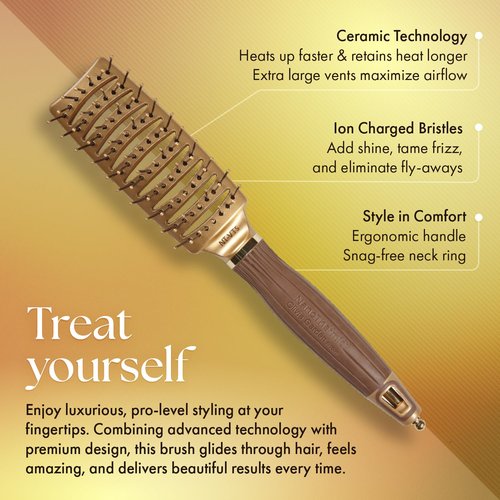 Olivia Garden Ceramic Ion Nano Thermic Hair Brush - Professional Styling Tool for All Hair Types