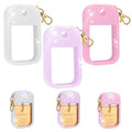 AIERSA 3pcs Hand Sanitizer Spray Case Compatible with Touchland,Rabbit Ears Design Silicone Hand Sanitizer Case Holder with Keychain for Touch Land Mist Case 1FL. OZ (Pink+White+Purple)
