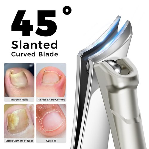 Toenail Clippers for Thick Toenails, Heavy Duty Toenail Clippers for Ingrown Nails, Angled Head Toe & Slanted Nail Clipper with Long Handle 5PCS