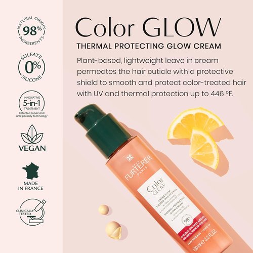 René Furterer Color Glow Thermal-Protecting Glow Cream - Amino Acids & Lemon Oil | 3.3 Fl Oz