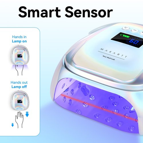 Makartt UV Nail Lamp – 30W Fast Curing UV Light with Handle Rechargeable Cordless Nail Dryer for Gel Nail Polish with 45 Beads Dual Lights 4 Timers LCD Smart Sensor for Nail Art Design(Plating Silver)