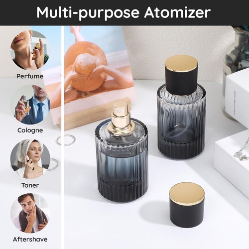 Segbeauty 1.7oz Travel Perfume Atomizer Refillable, 2pcs Cologne Spray Bottle Atomizer, 50ml Refillable Empty Glass Perfume Bottles, Fine Mist Spray Bottles Cologne Refill Bottle for Travel