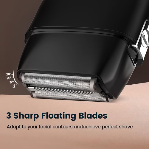 Electric Foil Shaver for Men, Electric Foil Shavers with 3 Blade Floating Head Wet/Dry, Rechargeable, LED Display, IPX7 Waterproof, for Face/Beard/Head Shavers (Black)