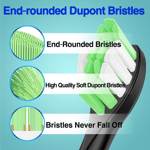 Osctor Fit for Sonicare Replacement Heads, Toothbrush Replacement Brush Heads Compatible with Philips Sonicare Click on Electric Toothbrush, 10 Pack, Black
