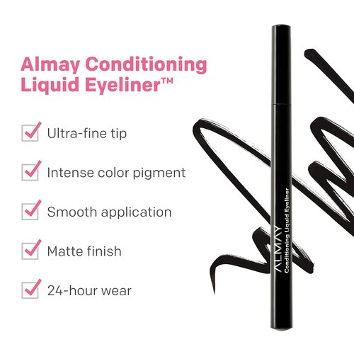 Almay Conditioning Liquid Eyeliner - Longwearing, Waterproof & Hydrating - 10 Black, 0.03 fl oz