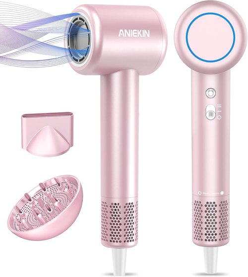 Skiennix High-Speed Ionic Hair Dryer - Low Noise, Compact Design with Magnetic Diffuser for Curly Hair
