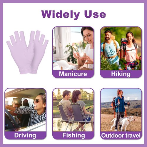 NXJ INFILILA UV Gloves for Nails, Anti UV Light Gloves for Gel Nail Lamp, Professional UPF 99+ Protection for Women Protect Hands from Sun and Nail Lamp Harm(Purple)