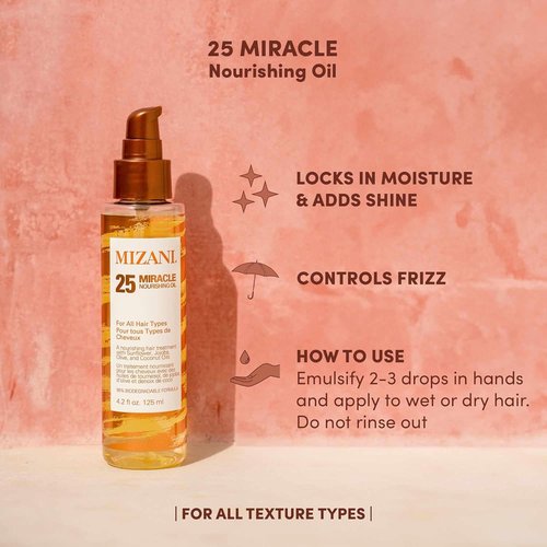 Mizani 25 Miracle Nourishing Hair Oil - Lightweight Shine & Anti-Frizz Formula for Curly Hair