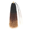 Boho lsland Twist Crochet Hair 24 Inch 8 Packs Ombre Auburn Blonde Pre-Looped Senegalese Twist Crochet Braids with Curly Ends Synthetic Goddess Twist Crochet Hair for Black Women (1B/30/27 24 INCH）