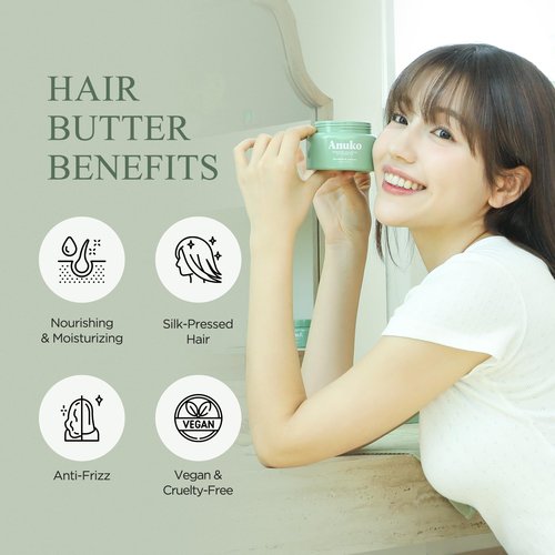 Anuko Nourishing Hair Butter for Damaged Hair, 6.7 oz, Shea Butter & Green Tea, Korean Hair Care, Hair Treatment Mask, Vegan Protein