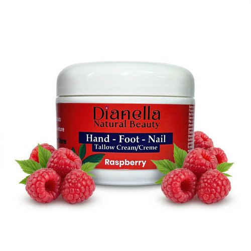 Natural Foot, Nail & Hand Cream - Skin Care & Nourishing Formula – Rich Hydration with Raspberry Scent, Daily Repair Cream for Men & Women, Softens, Protects & Restores Skin – 8oz