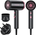 Hair Dryer, 1800W Ionic Hair Dryer with Smart Mode (Baby/Men/Women), High Speed Brushless Motor for Fast Drying (2-5 Mins), Blow Dryer with Diffuser, Lightweight for Home & Travel(Pink)(Black Pink)