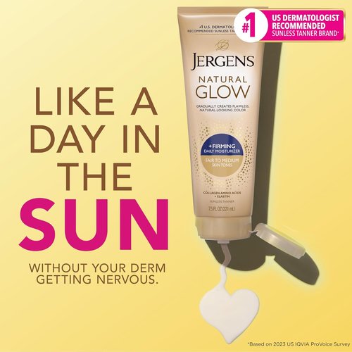 Jergens Natural Glow Firming Self Tanner Body Lotion - Sunless Tanning Moisturizer for Fair to Medium Skin Tone | 7.5 Fl Oz