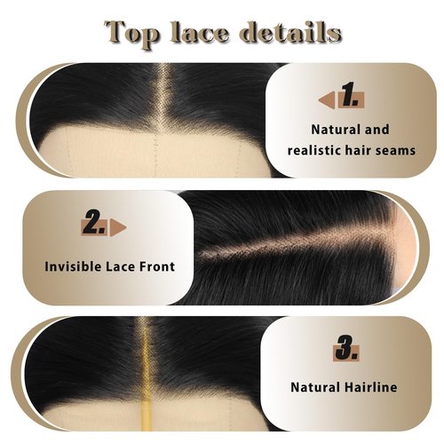 SUKRI Lace Front Wigs for Women Long Straight Synthetic Lace Front 26 Inch Heat Resistant Hair for Daily,Party,Cosplay((1B,T-part Lace)