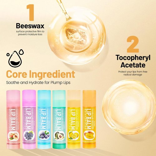 Skiennix Lip Balm Set - Gentle Hydration for Dry & Sensitive Lips | 6 Flavors for All-Day Moisture