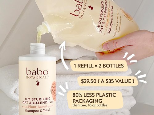 Babo Botanicals 2-in-1 Moisturizing Oat & Calendula Shampoo | Gentle Cleanser for Dry Skin – Vegan & Family-Safe