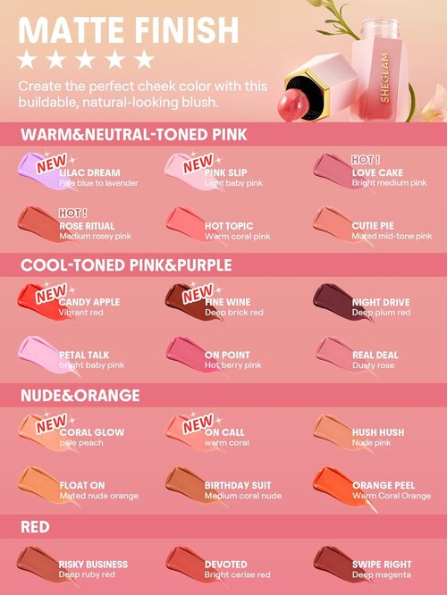 SheGlam Color Bloom Liquid Blush - 007 Pink Slip | Vibrant, Long-Lasting Formula