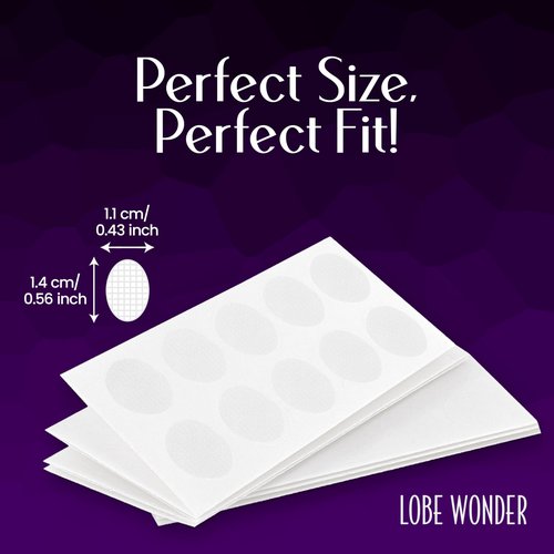 Lobe Wonder - The Original Ear Lobe Support Patch for Pierced Ears - Eliminates The Look of Torn or Stretched Piercings - Protects Healthy Ear Lobes from Tearing - 180 Patches