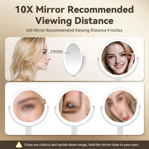 SANYCASA Makeup Mirror with Lights, Lighted Makeup Mirror with Magnification, 80 LED Vanity Mirror with Lights, 3 Color Modes & Stepless Dimming, Shatterp roof & Stable Base