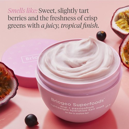 Briogeo Superfoods Acai + Passionfruit Hair Mask - Lightweight Hydration & Deep Conditioning Treatment for Dry Hair | Vegan & Cruelty-Free