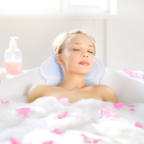 Anevna Bath Pillow Bathtub Pillow，Bath Pillows for Tub Neck and Back Support, Bath Tub Pillow Headrest with Soft 4D Mesh Fabric