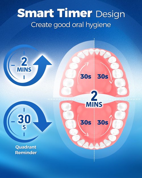 TEETHEORY Rotating Electric Toothbrush for Adults with 8 Brush Heads (2 Types), 4 Modes Deep Clean Electric Toothbrush with Rechargeable Power and 2 Min Smart Timer (1- Black, p1)