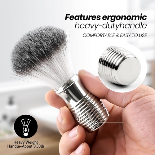 Doladaes Silver Yellow Shaving Brush for Men，shave brush soft and dense,Ultra Heavy Chrome Handle,Ultra-Strong Nut Structure,Minimal Shedding, Fast Lather,The best shave of your life!