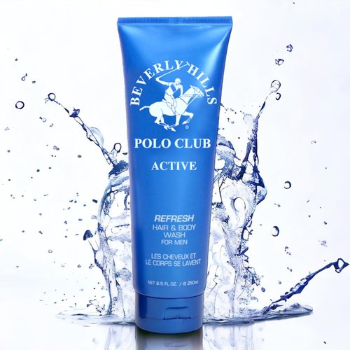 Beverly Hills Polo Club Men's Hair & Body Wash - Active Scent | Luxury 8.5 oz Refreshing Cleanser