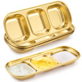Teenyyou 4 Pcs DIY Esthetician Bowls Face Mask Tray Esthetician Supplies Stainless Steel Gold Compartment Serving Tray Women Skincare Products for Spa Salon Aesthetician Beauty, Nail Art (Medium)