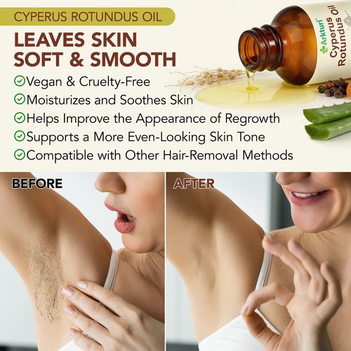 Cyperus Rotundus Oil, Cyperus Rotundus Oil for Hair Removal, Reduces Unwanted Hair Growth, Moisturizing Soothing Skin, Shrink Pores, Reducing Body Hair Growth Cypress Rotundus Oils for All Skin Types