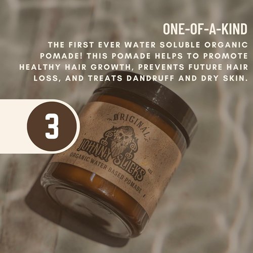 Johnny Slicks Water Based Pomade - Strong Hold & High Shine | Organic Styling for Men (Rugged, 4 oz)