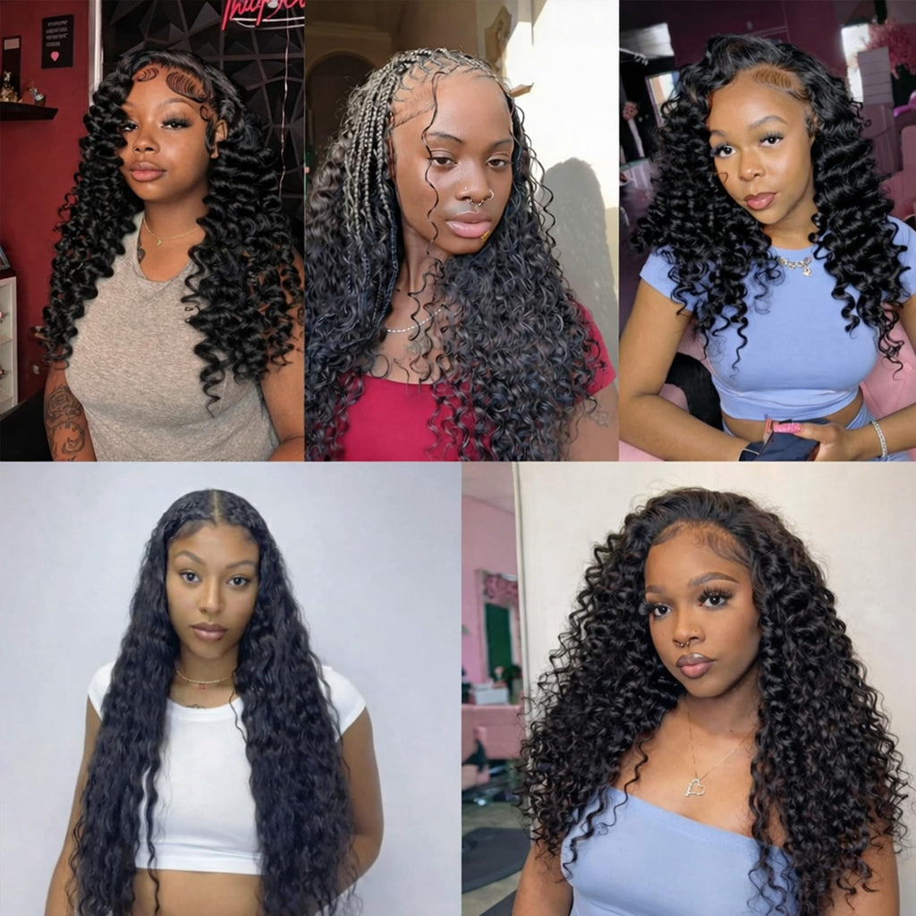 Wequeen 16A Deep Wave Water Wave Human Hair Bundles 100% Unprocessed Brazilian Virgin Hair Quick Weave Bundles Human Hair Extensions Real Human Hair,Deep Wave 16 Inch