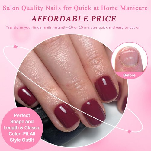 576pc XS Round Square Press on Nails Short Fake Nail with Glue Tabs, Extra Short Acrylic Press-on Nail Square Glue on Nails Press ons Nail French Tips False Nails Women Artificial Fingernails
