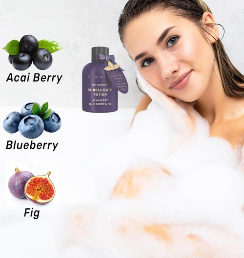 Skiennix Antioxidant Bubble Bath - Long-Lasting Foam with Acai Berry & Blueberry | Detox & Hydrate