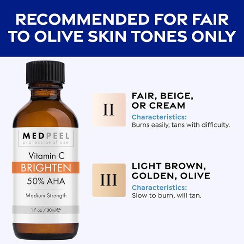 Medpeel Chemical Peel Kit - 50% AHA & Vitamin C Brightening Treatment | Medium Strength, 1oz/30ml (Set of 3)