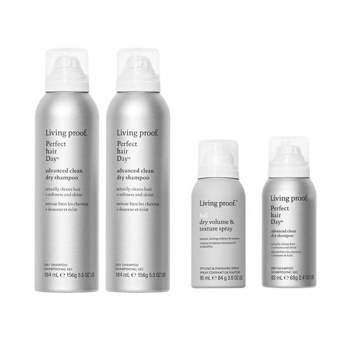 Living Proof Perfect Hair Day Dry Shampoo - Advanced Clean Formula | 5.5 oz 2-Pack + Travel Size Spray