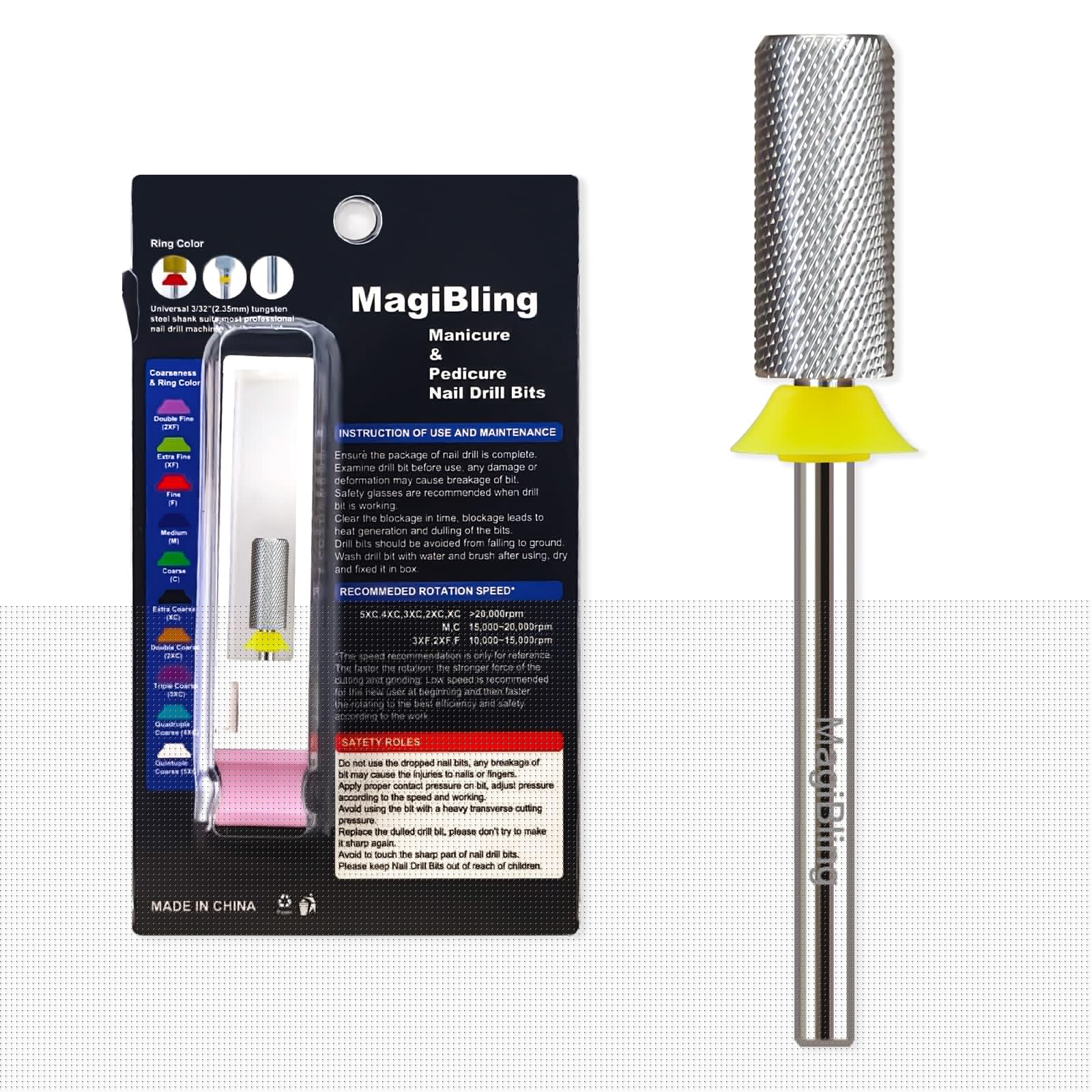 Professional Small Barrel Nail Drill Bit, Flat Top Tungsten Carbide 3/32", Two-Way Rotation E-File Bit for Soft & Hard Gel Removal, Acrylic Shaping Tool for Techs & Beginners, Extra Fine