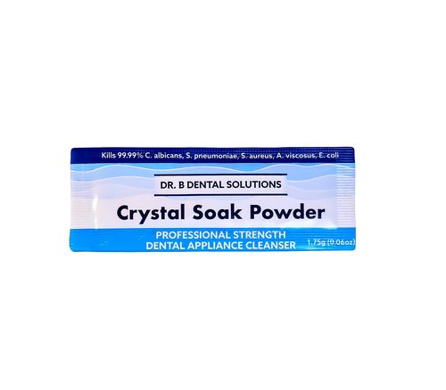 Dr. B Dental Solutions Powder Crystal Soak Cleanser, Ideal for Oral Appliances, Dentures, Night Guards, Retainers, Aligners, and Sleep Apnea Devices - 45 Packs Included (Single Pack)