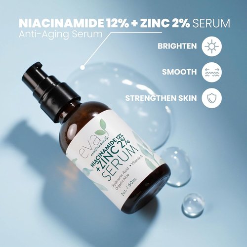 Niacinamide 12% Serum - Pore Minimizer with Zinc & Hyaluronic Acid for Even Skin Tone | 2 Fl Oz