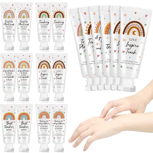 Dansib 12 Pcs Teacher Appreciation Gift Bulk Hand Cream Boho Rainbow Teacher Employee Staff Appreciation Hand Lotion Team Gift Bulk Travel Size Lotion Cream Moisturizing for Women Men Coworkers